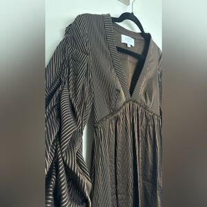 LA LIGNE V-Neck Striped Midi Dress